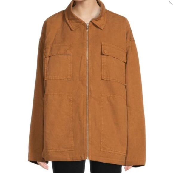 GOOD AMERICAN Chore Dropped Shoulder Utility Jacket Rust Women's Size 4 (XL) NWT - Picture 5 of 8